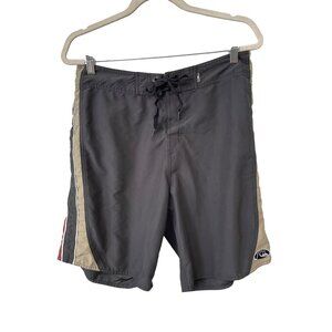 Quiksilver Edition Board Short Size 32 Colorblock Black Red Khaki Surfing Active
